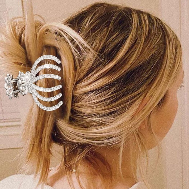 CAKURE Rhinestone Claw Clips Gold Sparkly Hair Clips Pumpkin Hair Claws for Thick Hair Fancy Hair Accessories for Women (Pack of 2) - Image 3